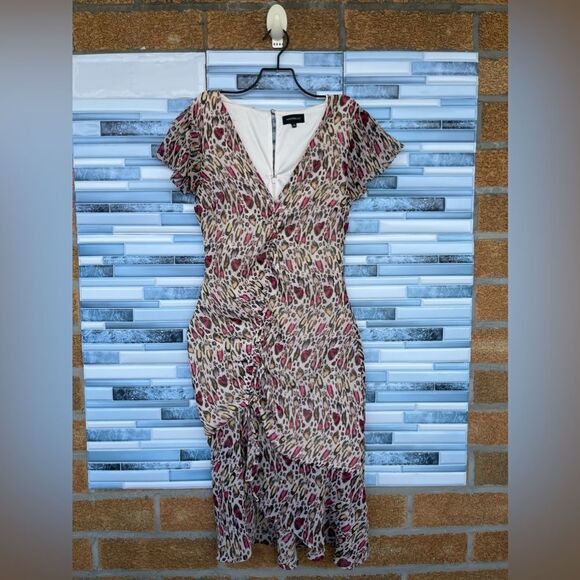 MAJORELLE Elaine Midi Dress In Leopard Multi xs - Picture 5 of 16